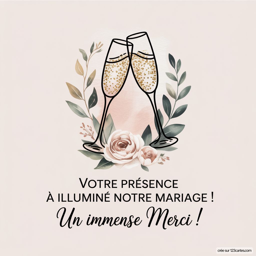 Jolie Carte De Remerciement De Mariage