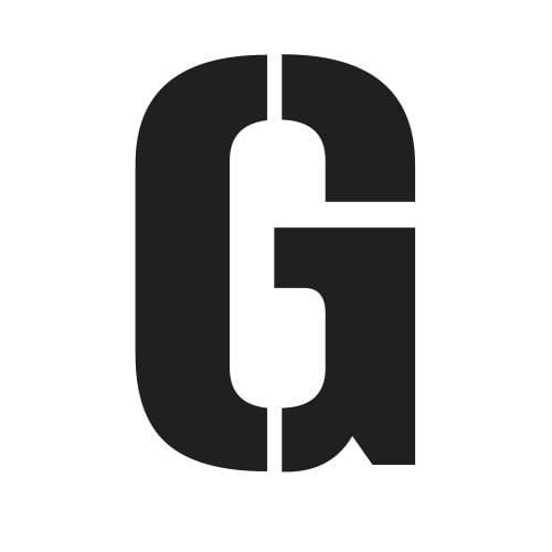 Pochoir lettre G en majuscule.