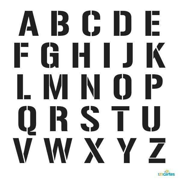 Alphabet en lettres majuscules, allant de A à Z