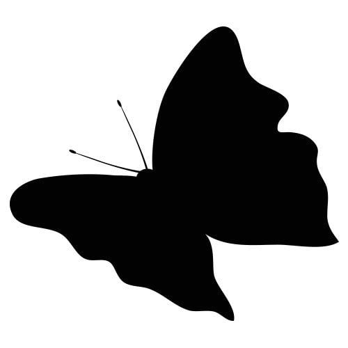 Silhouette papillon avec des ailes étendues, montrant une forme reconnaissable avec des lobes ondulés.
