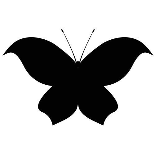Silhouette d'un papillon stylisé, affichant des ailes déployées avec des formes arrondies et des antennes fines.