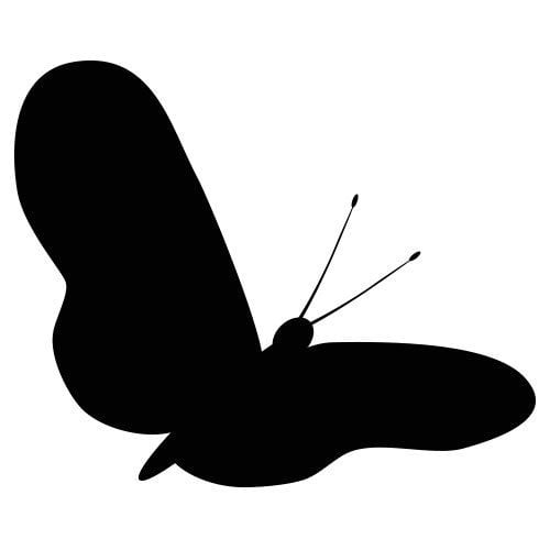 Silhouette papillon avec des ailes déployées.