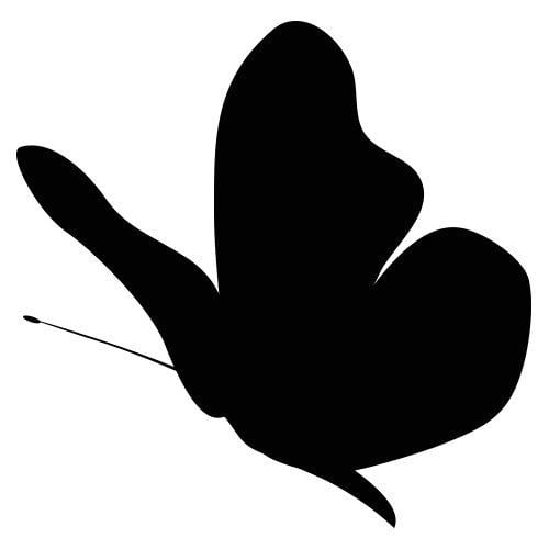 Silhouette d'un papillon, montrant ses ailes déployées avec une courbure gracieuse.