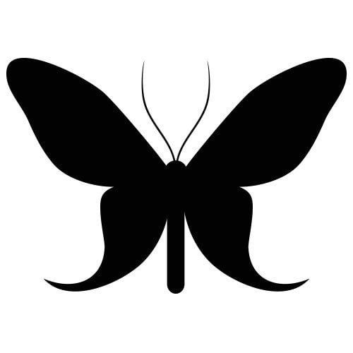 Silhouette papillon stylisé, présentant des ailes évasées et un corps central.