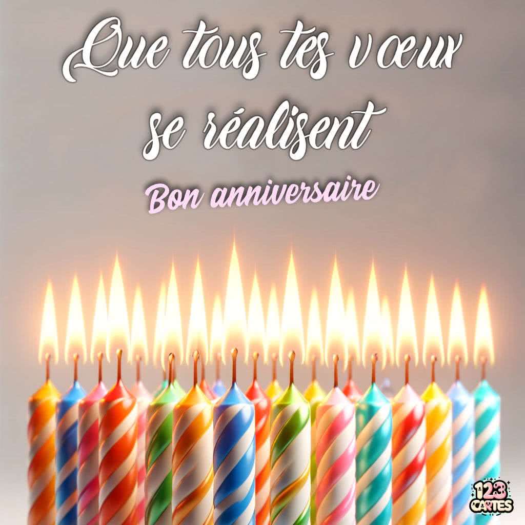carte anniversaire bougies couleurs joli message de voeux