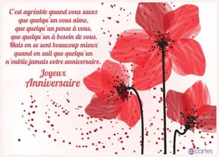 carte anniversaire c'est agréable quand vous savez que quelqu'un vous aime