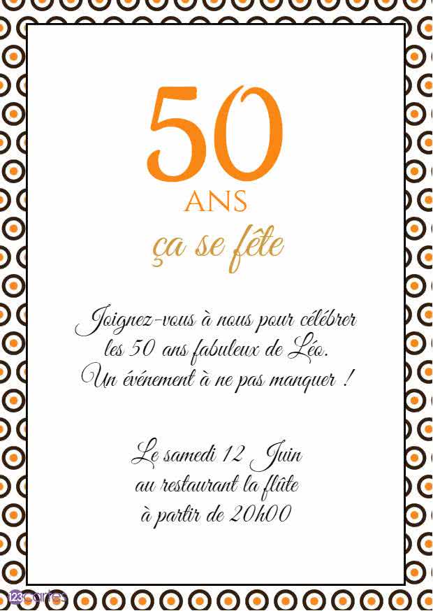 invitation anniversaire à imprimer adulte