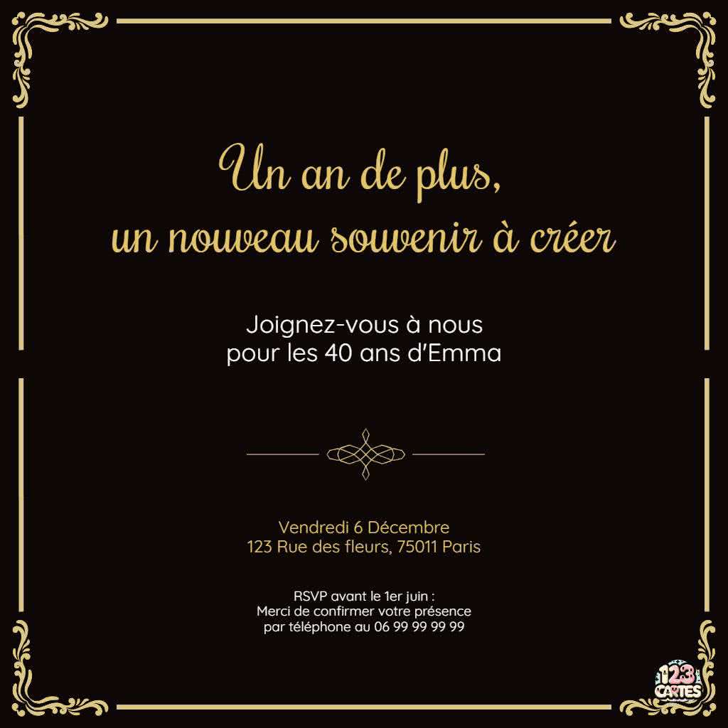 invitation anniversaire adulte