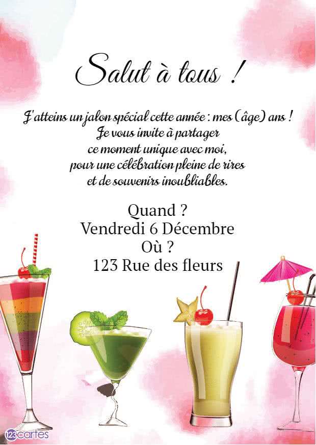 invitation anniversaire à imprimer adulte