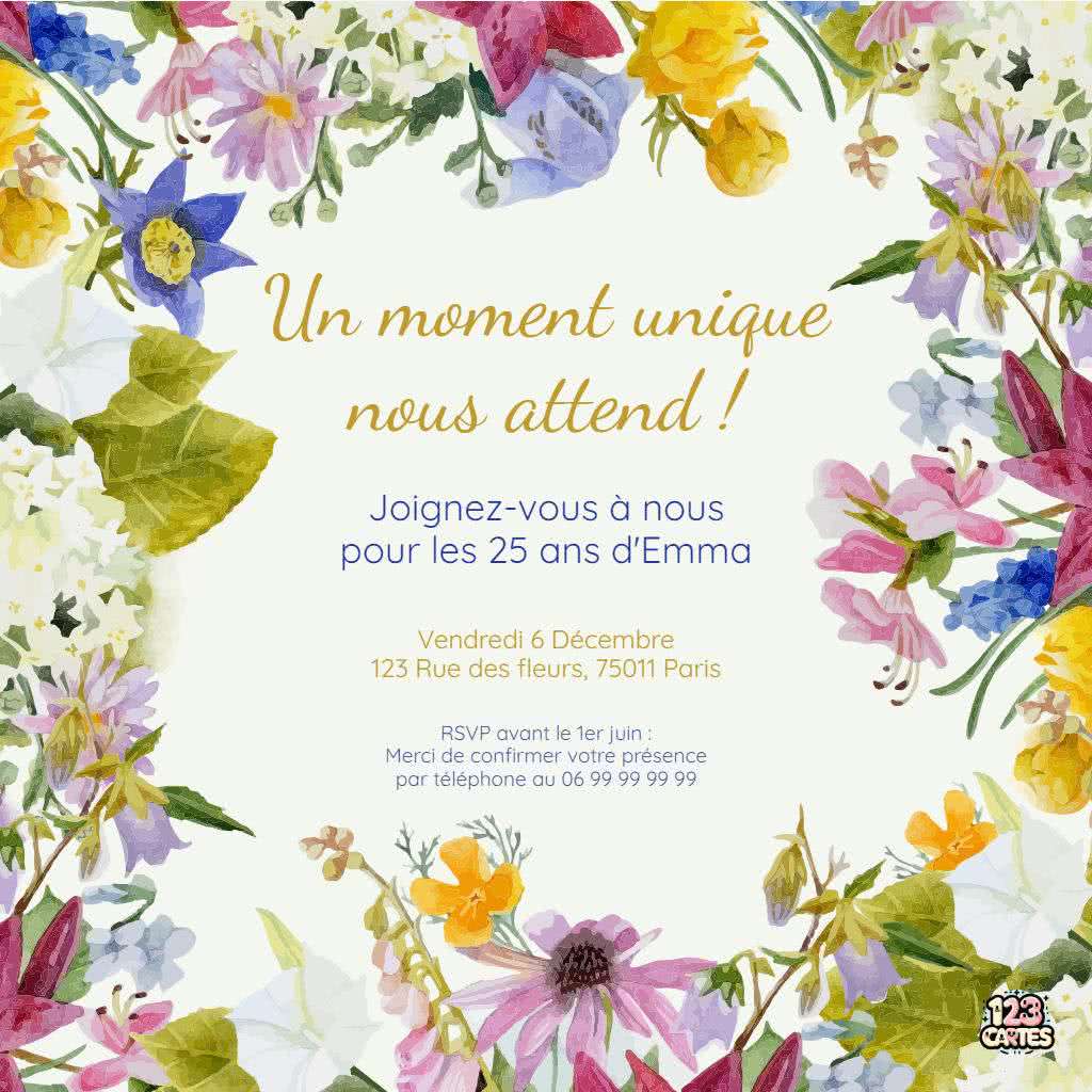 invitation anniversaire à imprimer adulte