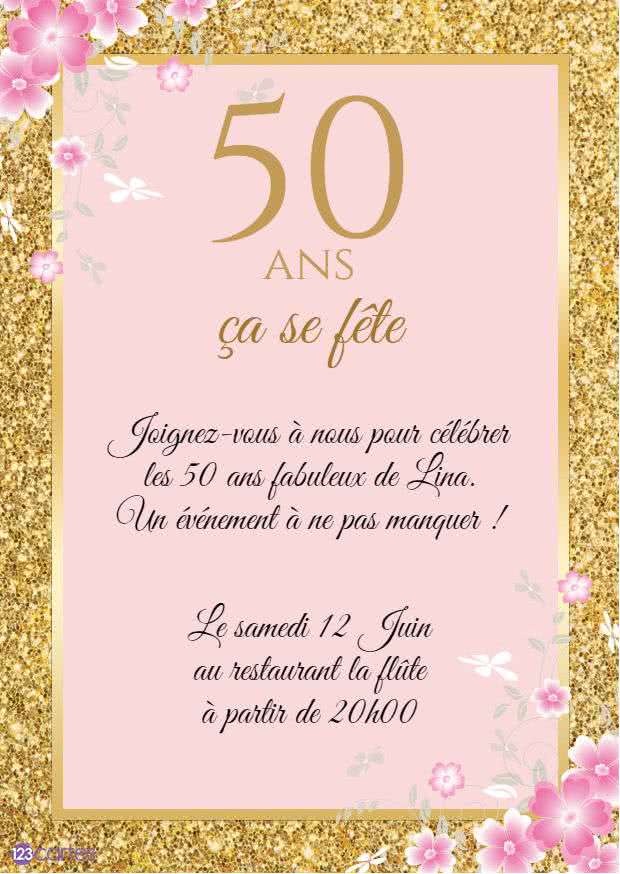 carte invitation anniversaire chic et glamour à imprimer