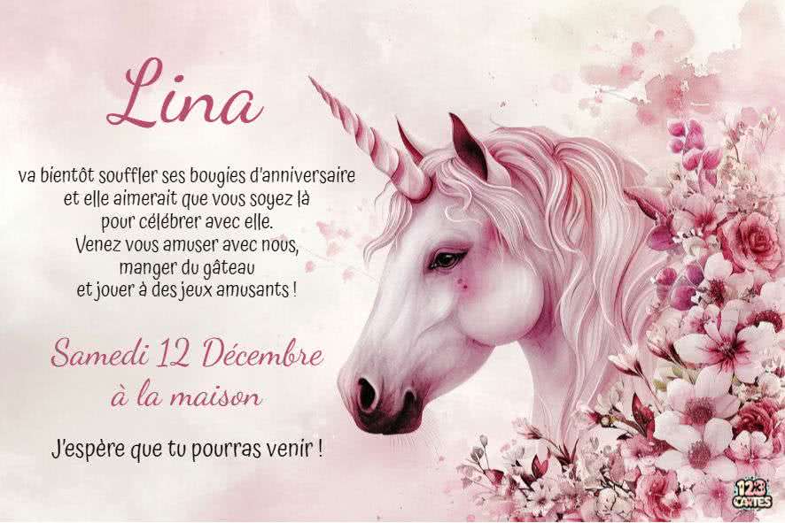 invitation licorne gratuite