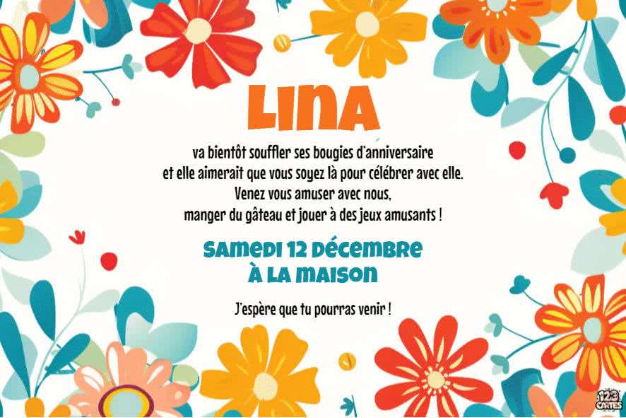 invitation anniversaire fleurs