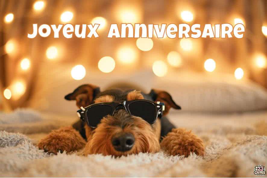 chien avec des lunettes image anniversaire