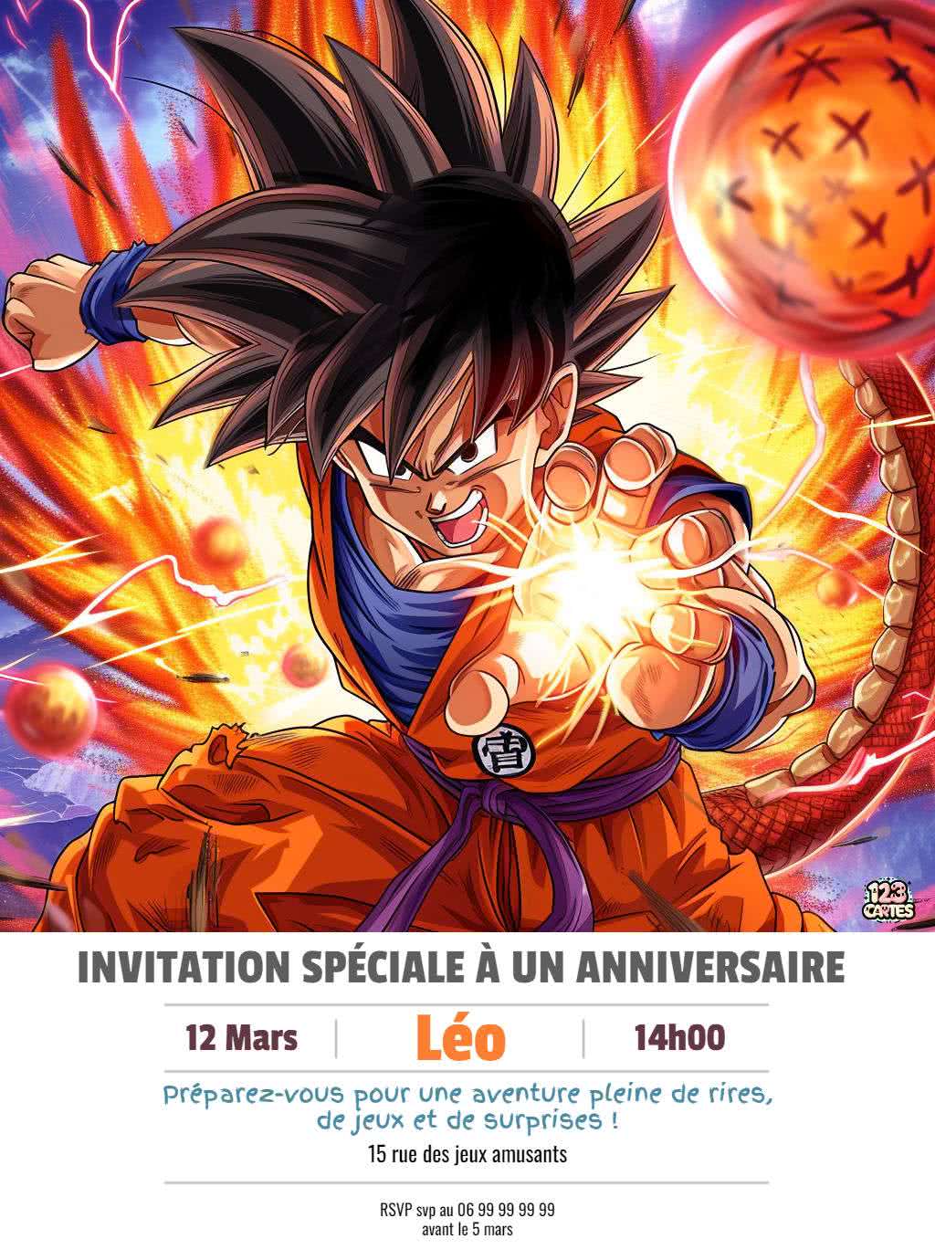 invitation anniversaire dragon ball fighter gratuite