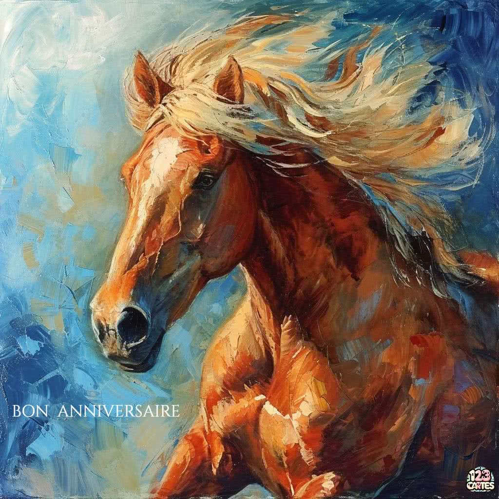 cheval, art, tableau image anniversaire