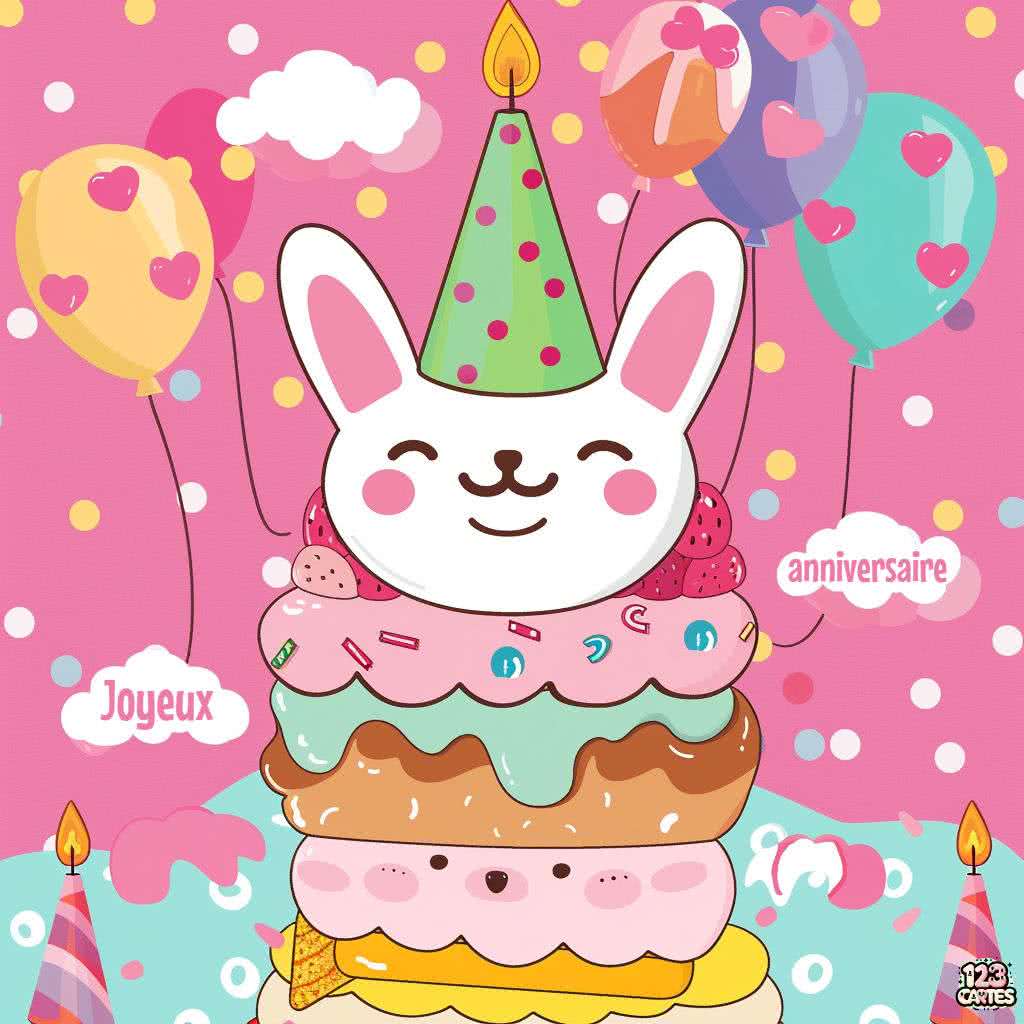 Lapin kawaii image anniversaire