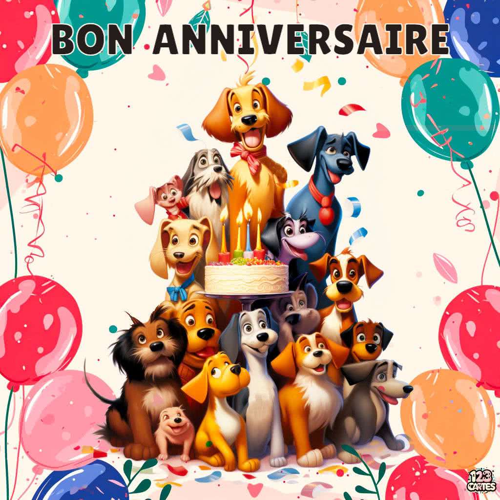 joyeux chiens drôles image anniversaire