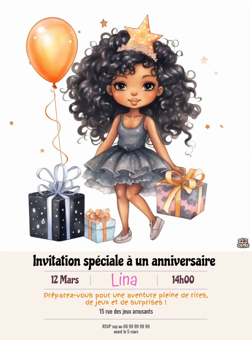 invitation anniversaire petite reine magique