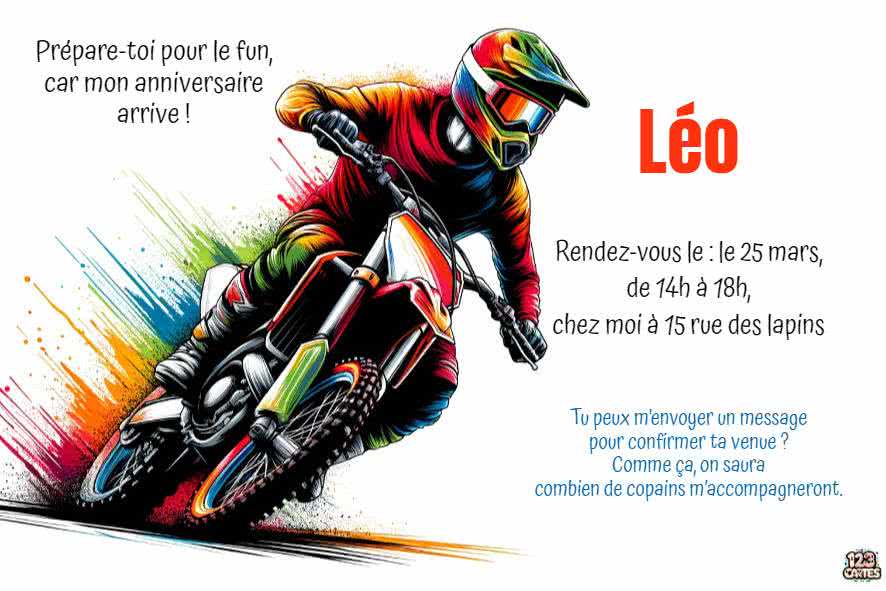 motocross invitation anniversaire