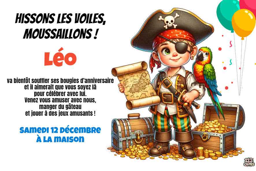 petit garçon en costume de pirate qui tient une carte au trésor