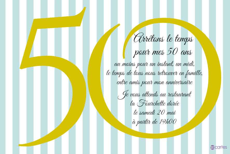 50 ans rayures invitation anniversaire