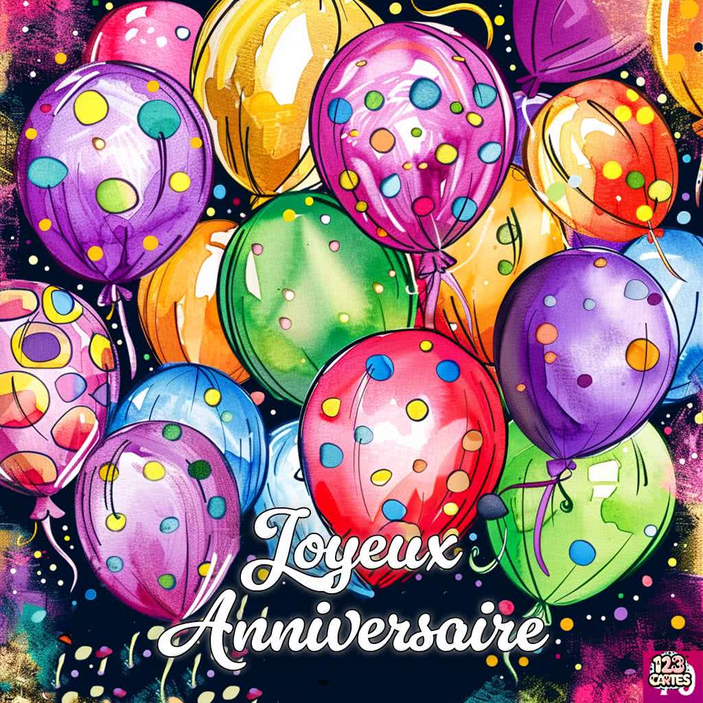 Carnaval des couleurs carte joyeux anniversaire