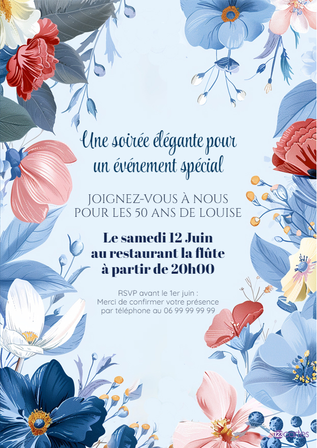 Ciel de Lune, Jardin de Fleurs invitation anniversaire