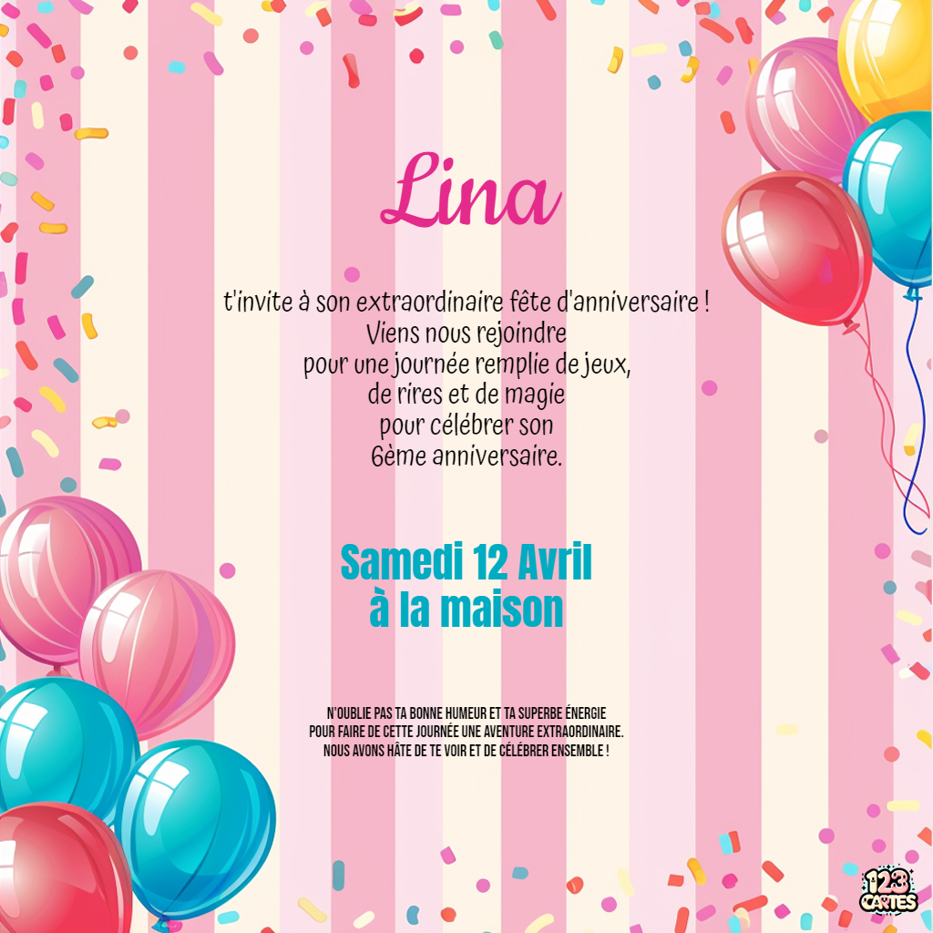 Confetis et ballons colorés invitation anniversaire