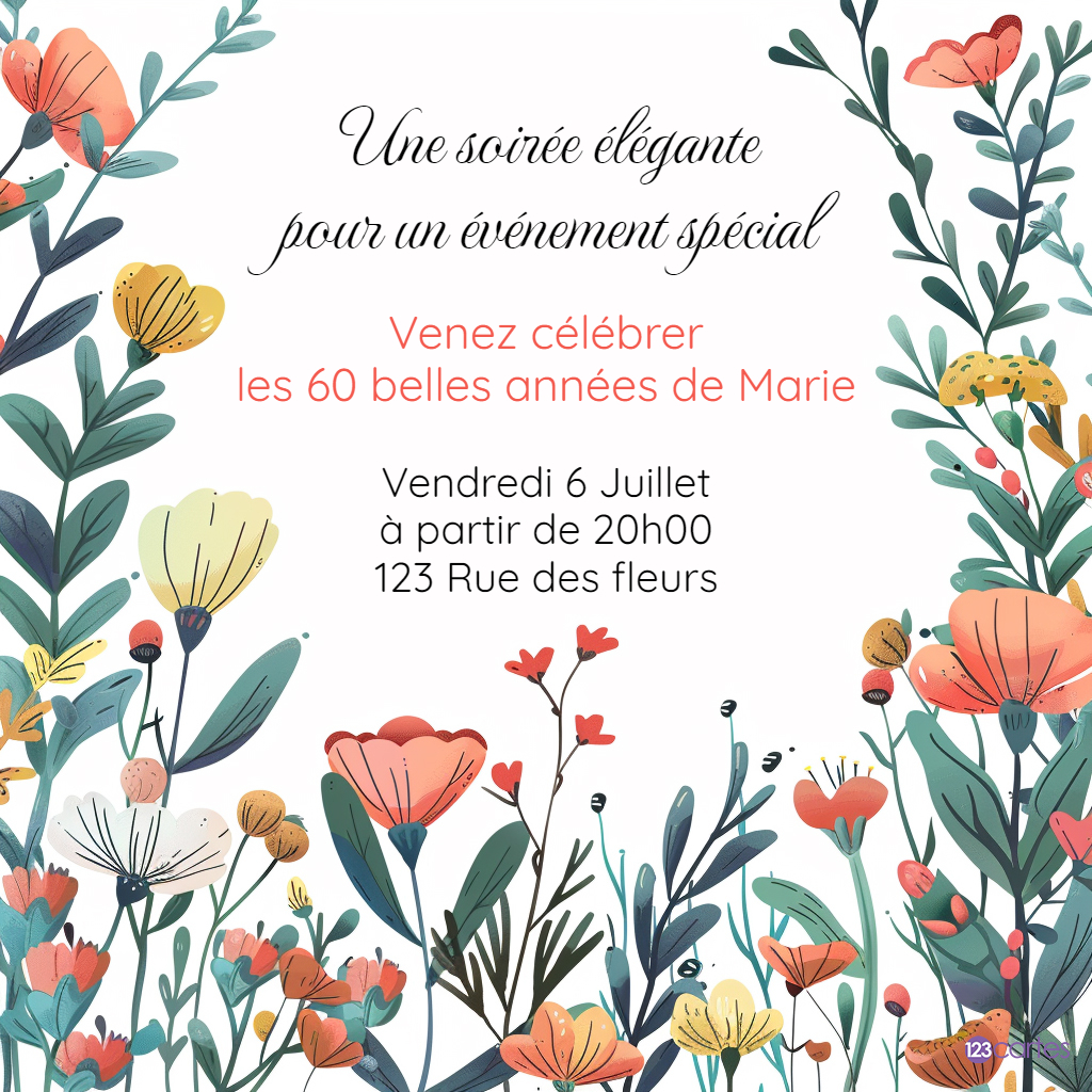 Coquelicots au vent invitation anniversaire