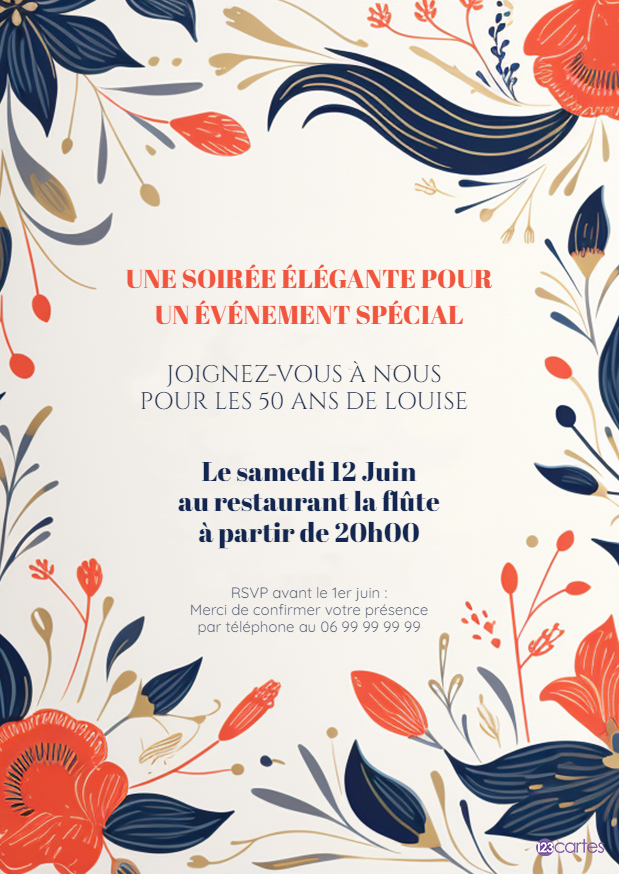 Danse Florale sous la Brise invitation anniversaire