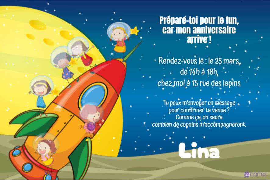 les exploratrices de l'espace - invitation anniversaire