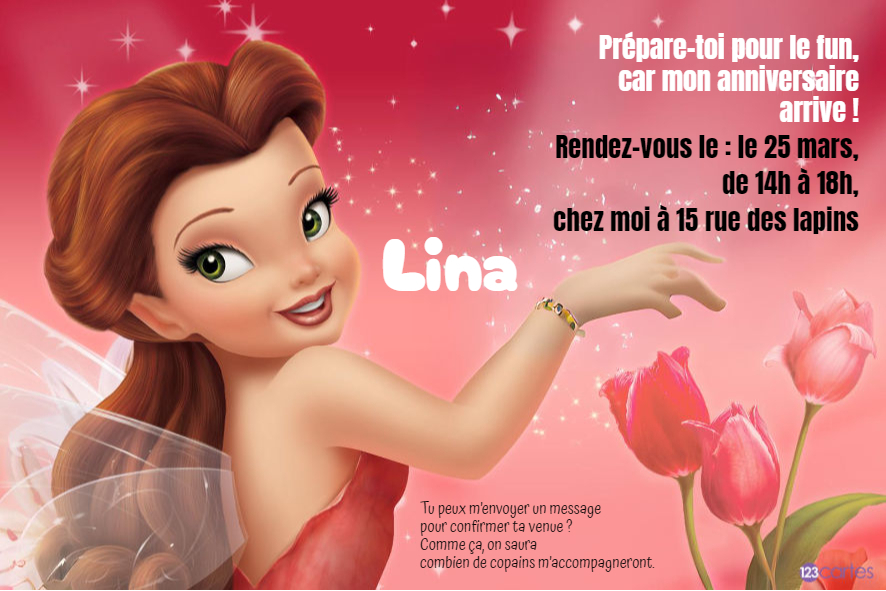 fée rosélia disney invitation anniversaire