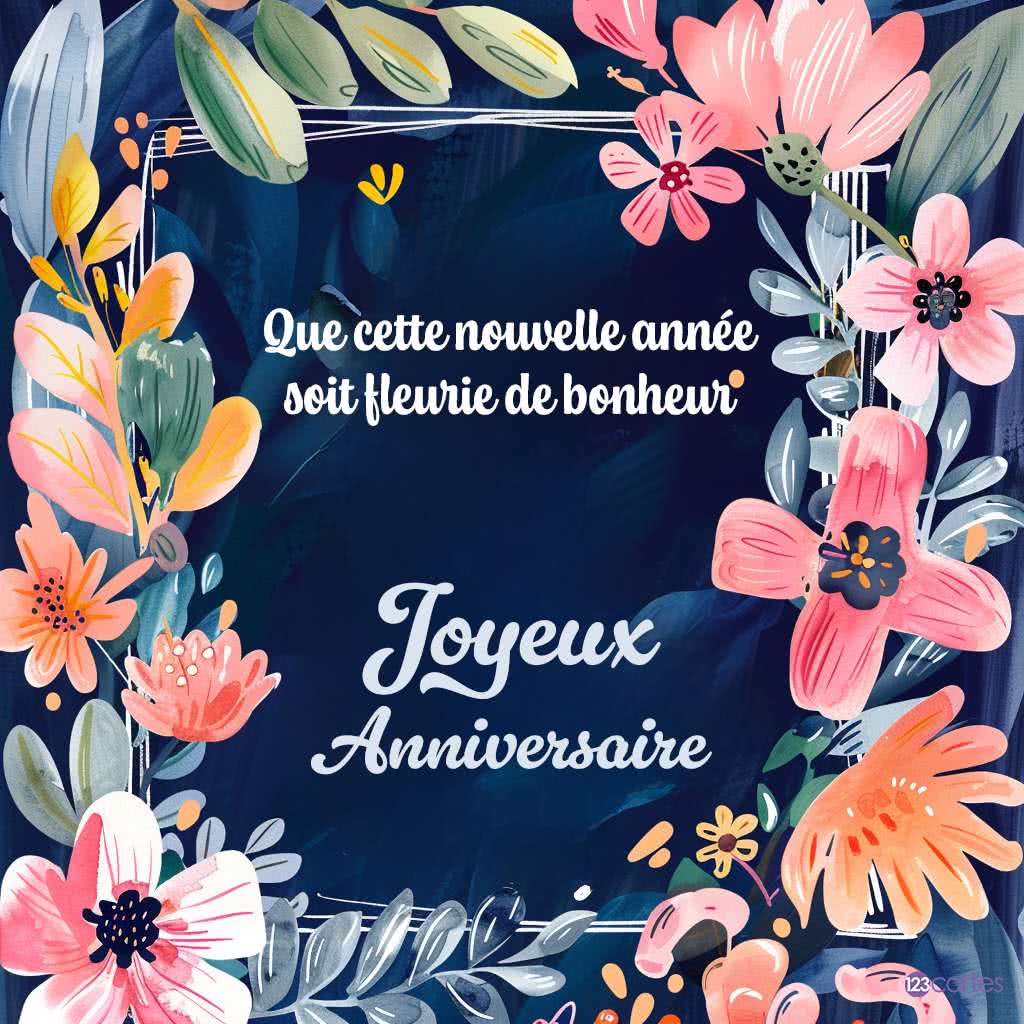 Fleurs Célestes sur Fond de Minuit image joyeux anniversaire