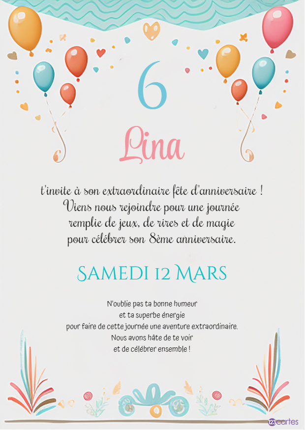 Flot de coeurs et de Ballons invitation