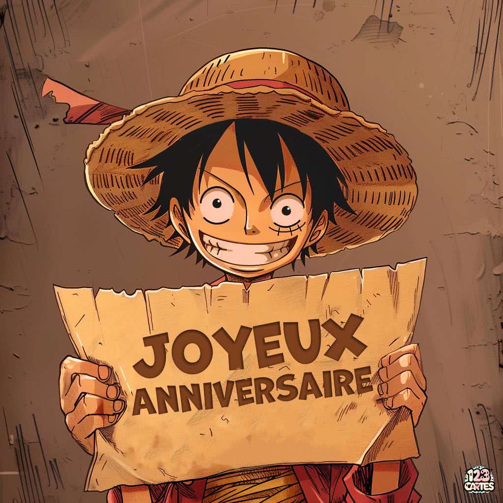 Luffy - Je vais devenir le roi de la fête d'anniversaire, carte joyeux anniversaire