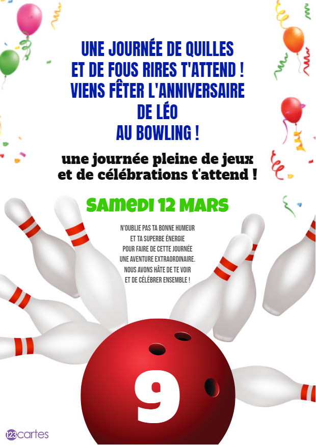 journée au bowling invitation anniversaire