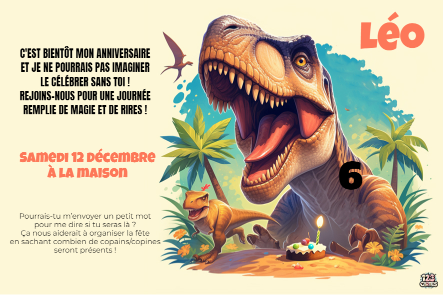 Jurassic park invitation anniversaire