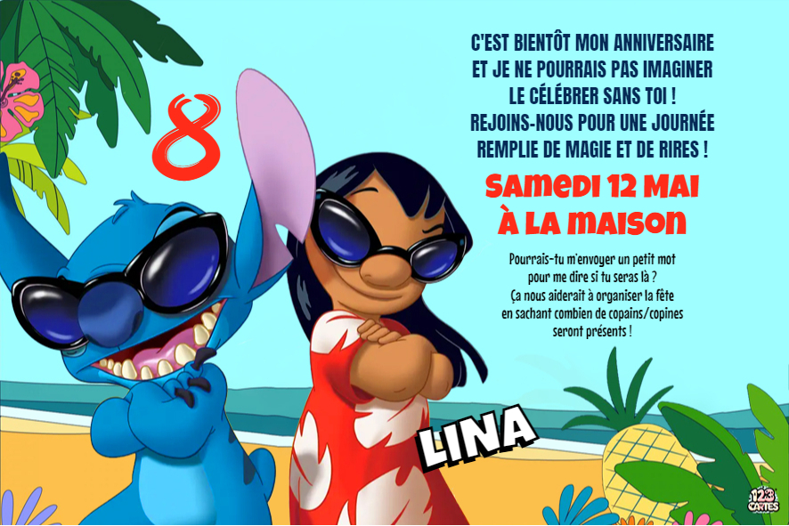 Lilo et Stitch invitation anniversaire