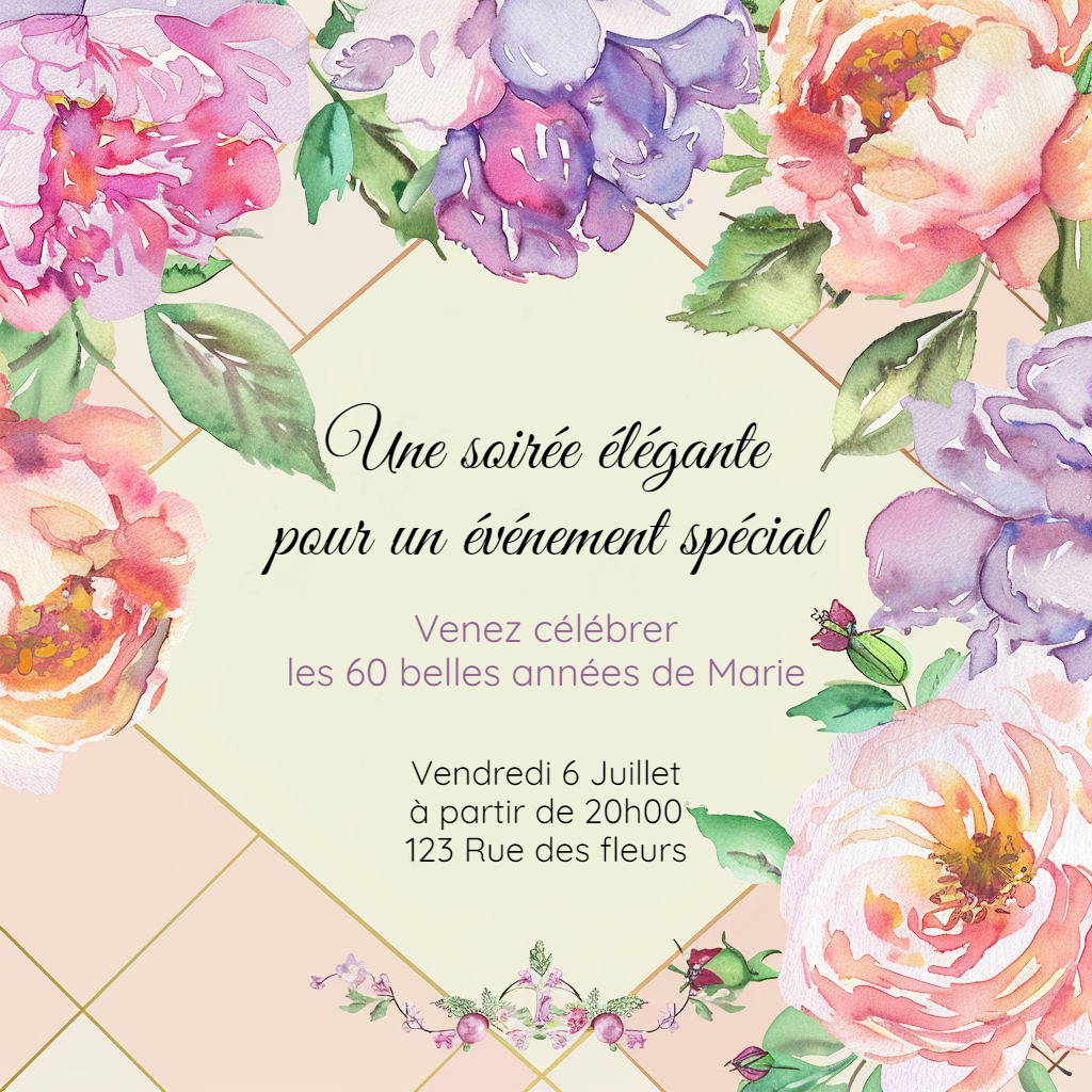 la mémoire en fleurs invitation anniversaire 60 ans