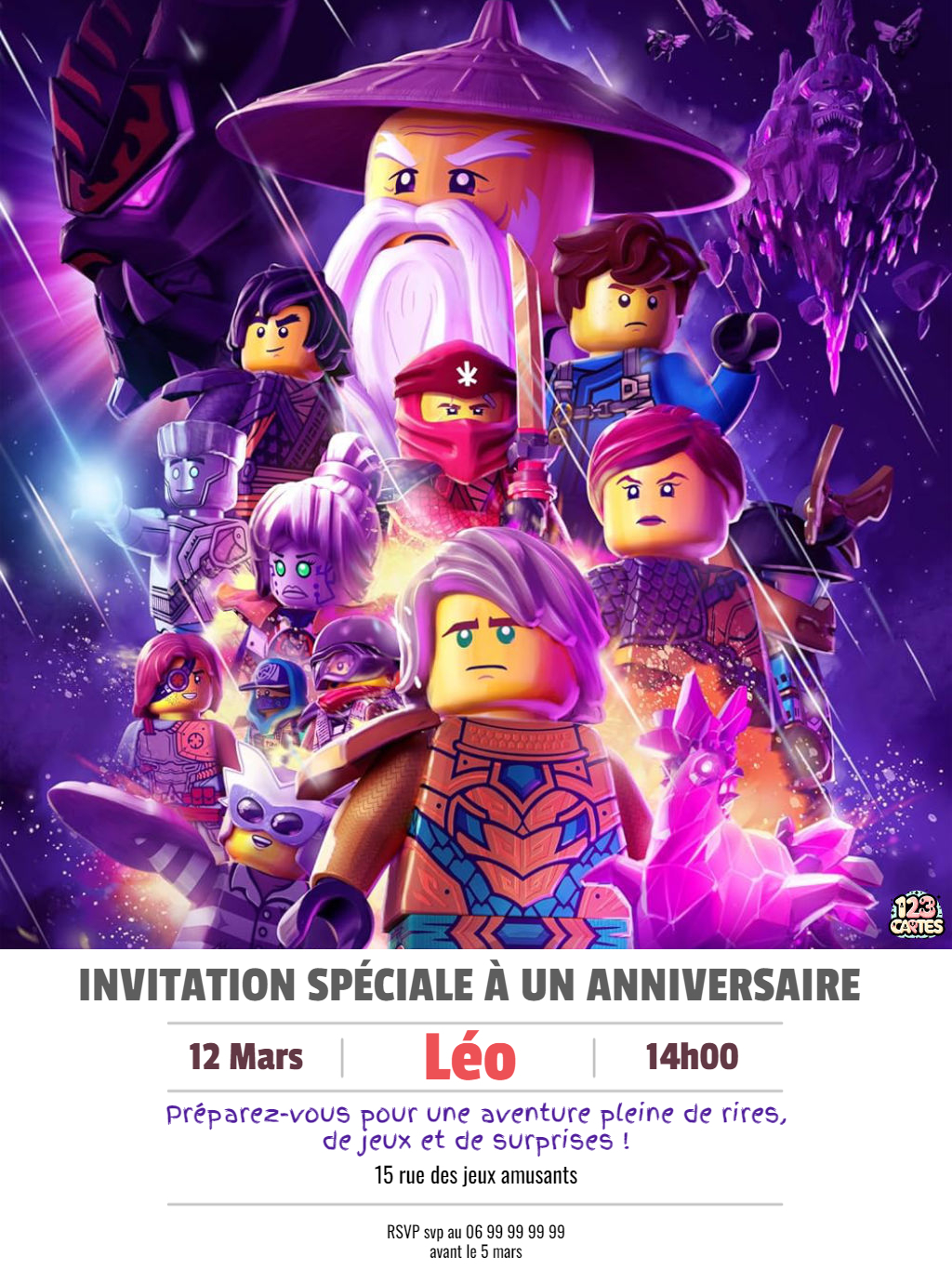 Ninjago, Les Maîtres du Spinjitzu invitation anniversaire