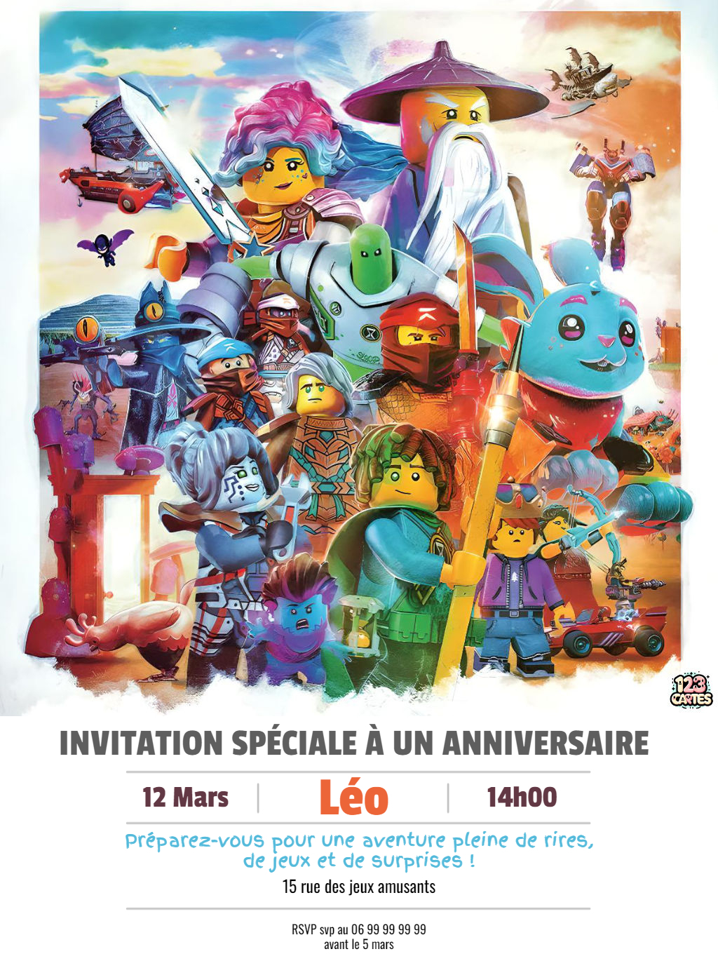 ninjago ninjas et chasseurs de rêves invitation anniversaire