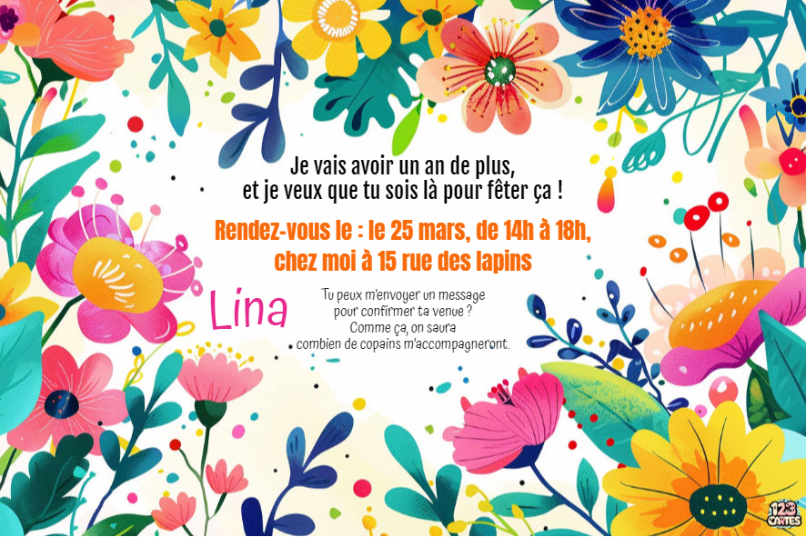 le paradis des fleurs invitation anniversaire