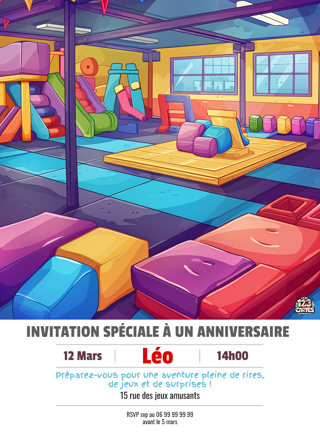 parc de jeux couvert indoor invitation anniversaire