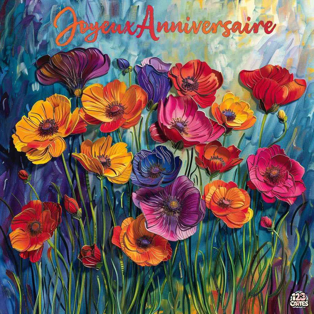 Les secrets des coquelicots carte joyeux anniversaire fleurs