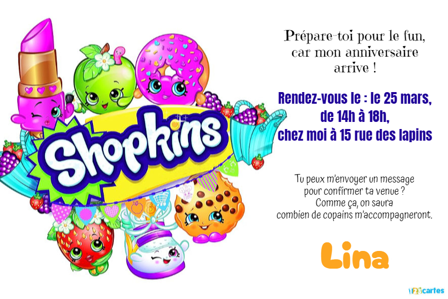 shopkins invitation anniversaire