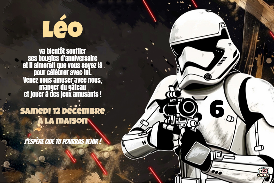 Stormtroopers - Soldats impériaux - Star wars invitation anniversaire