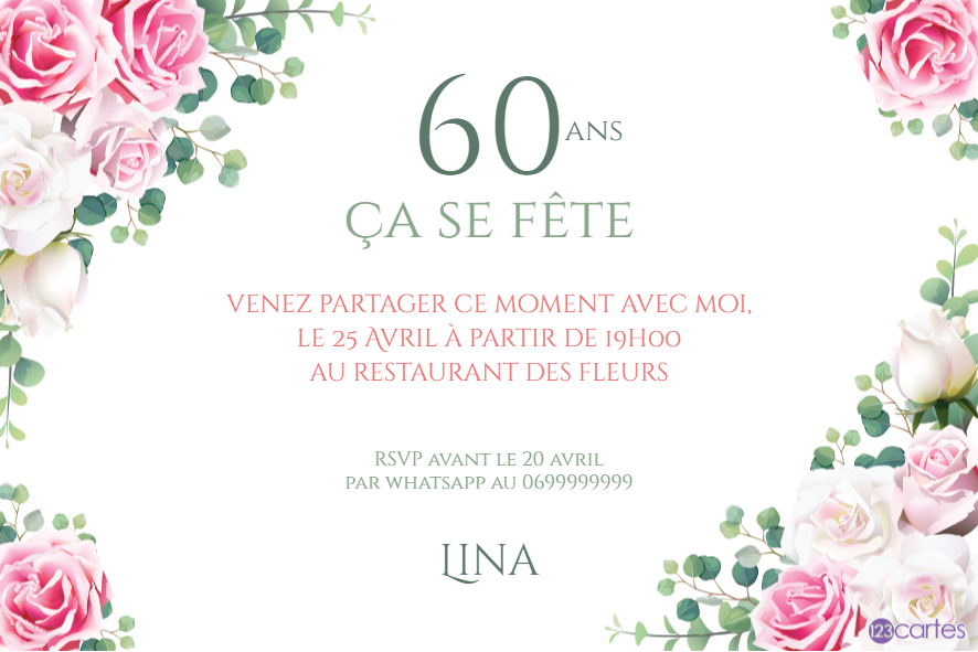 le temps des roses invitation anniversaire 60 ans