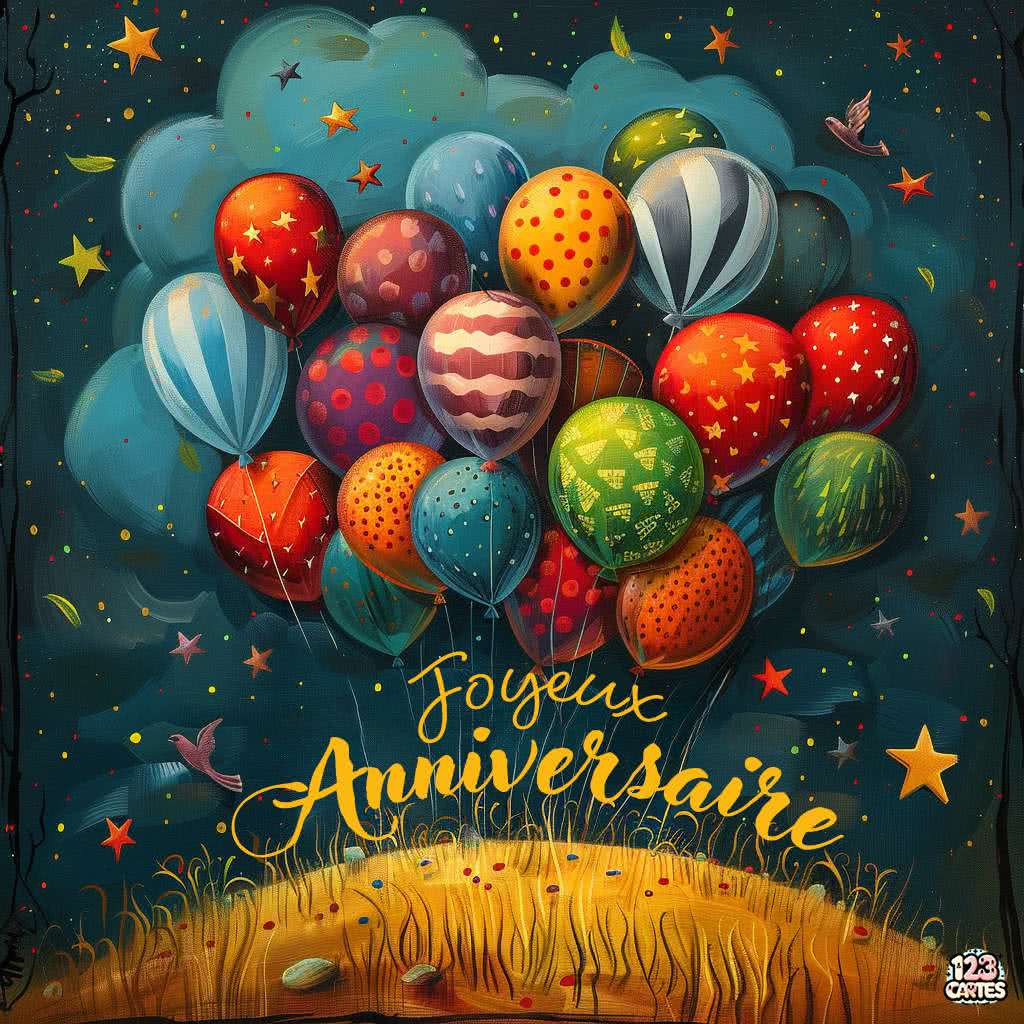 Terre Flottante carte joyeux anniversaire