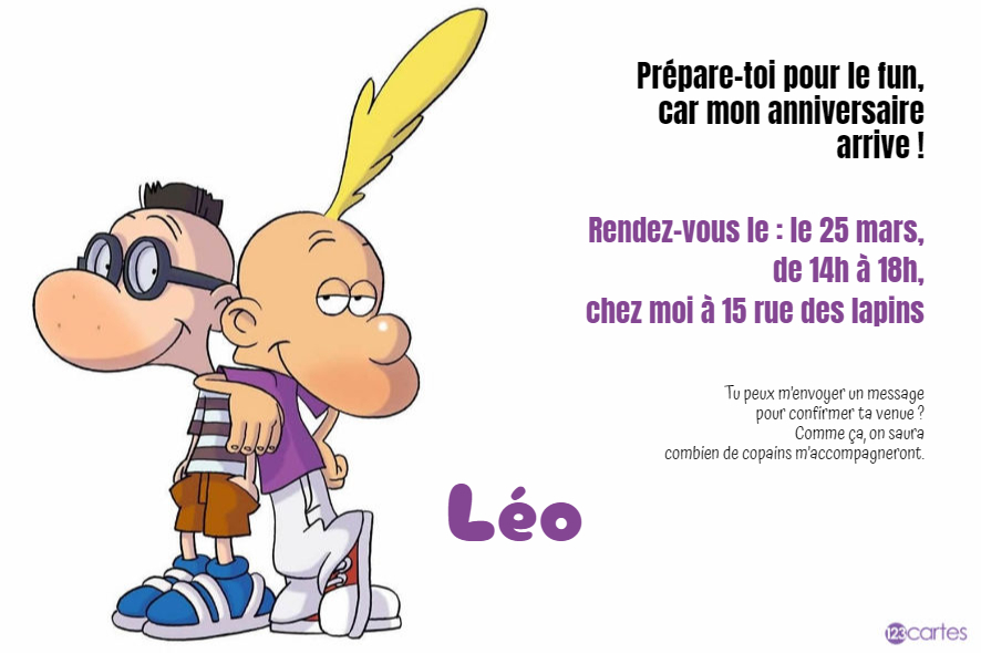 titeuf et Manu invitation anniversaire